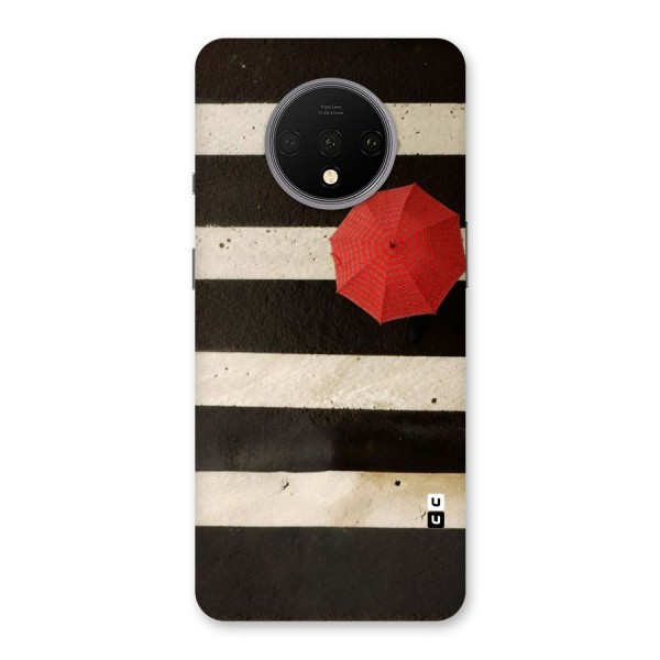 Single Red Umbrella Stripes Back Case for OnePlus 7T
