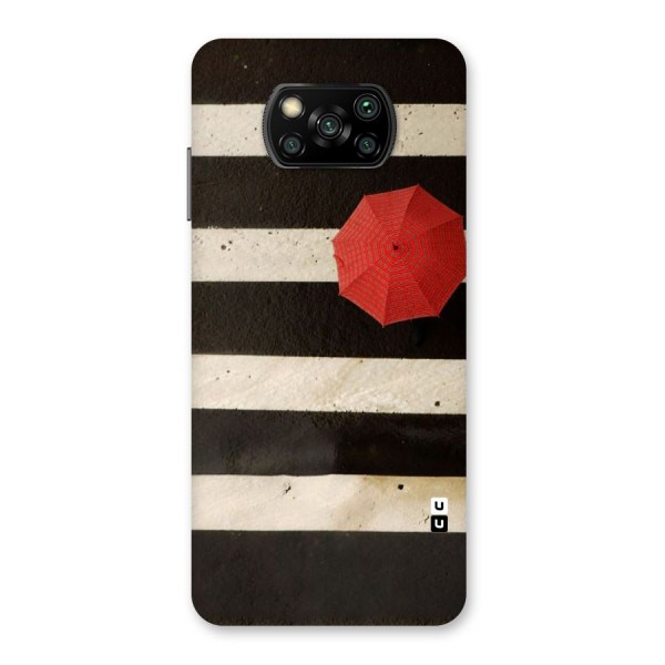 Single Red Umbrella Stripes Back Case for Poco X3