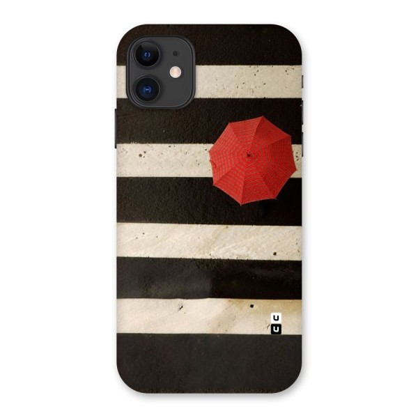 Single Red Umbrella Stripes Back Case for iPhone 11