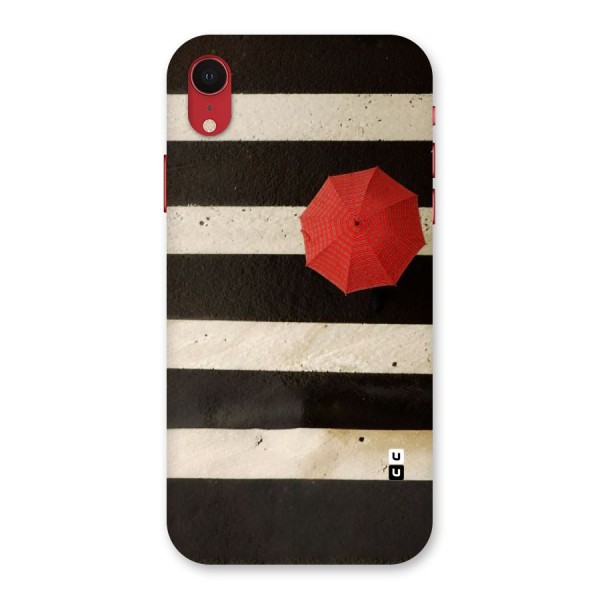 Single Red Umbrella Stripes Back Case for iPhone XR