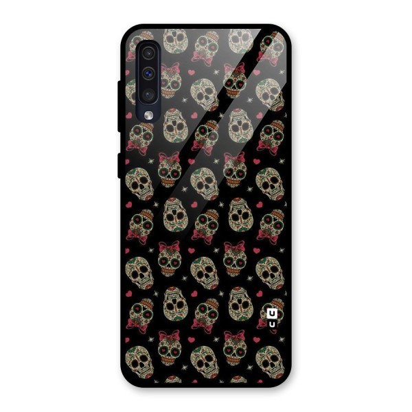 Skull Pattern Glass Back Case for Galaxy A50