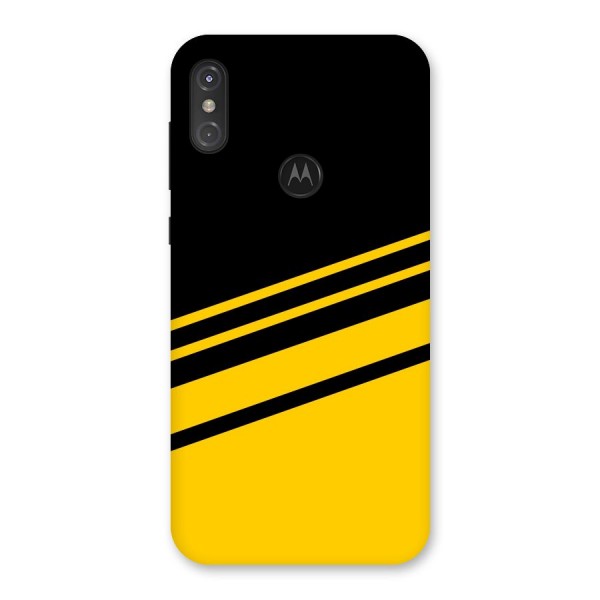 Slant Yellow Stripes Back Case for Motorola One Power
