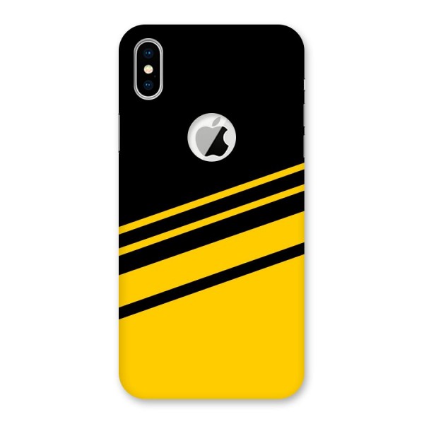 Slant Yellow Stripes Back Case for iPhone X Logo Cut