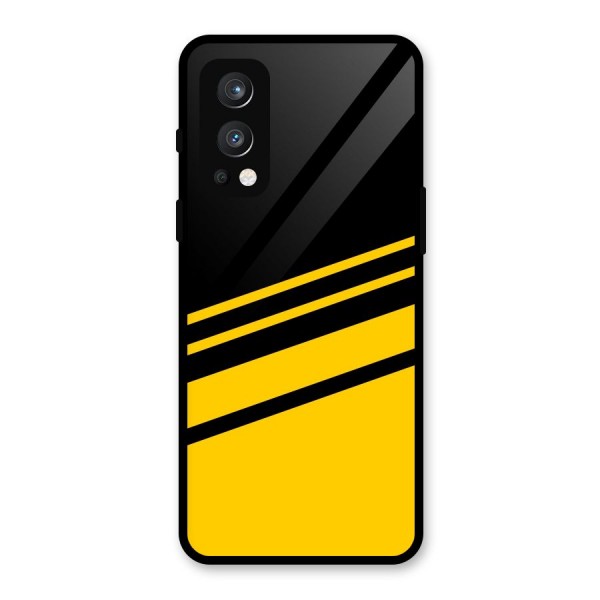 Slant Yellow Stripes Glass Back Case for OnePlus Nord 2 5G