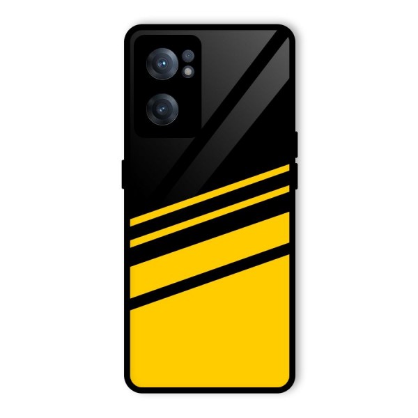 Slant Yellow Stripes Glass Back Case for OnePlus Nord CE 2 5G