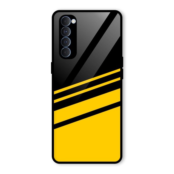 Slant Yellow Stripes Glass Back Case for Oppo Reno4 Pro