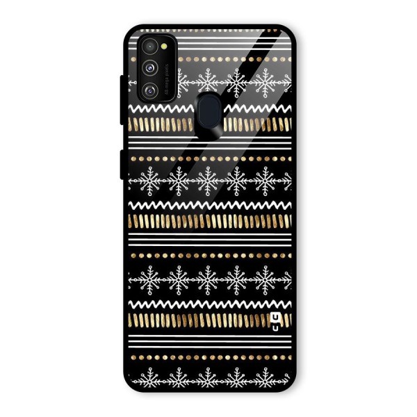 Snowflakes Gold Glass Back Case for Galaxy M21