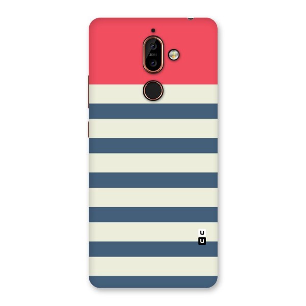 Solid Orange And Stripes Back Case for Nokia 7 Plus