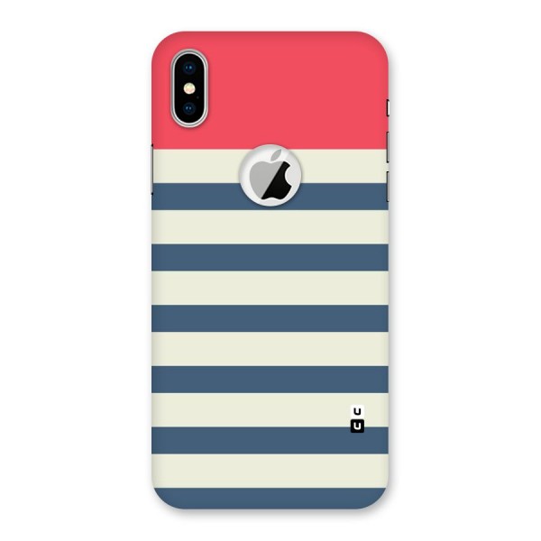 Solid Orange And Stripes Back Case for iPhone XS Logo Cut