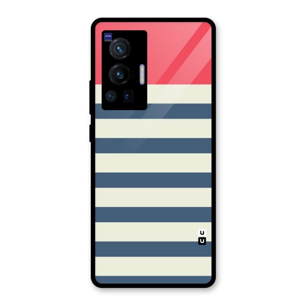 Solid Orange And Stripes Glass Back Case for Vivo X70 Pro