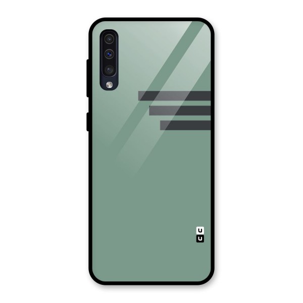 Solid Sports Stripe Glass Back Case for Galaxy A50