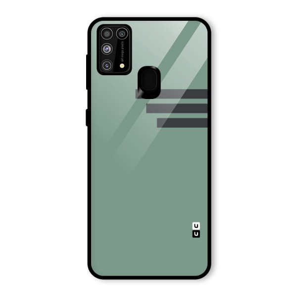 Solid Sports Stripe Glass Back Case for Galaxy M31