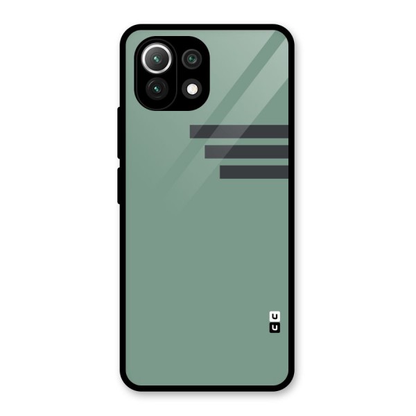 Solid Sports Stripe Glass Back Case for Mi 11 Lite NE 5G