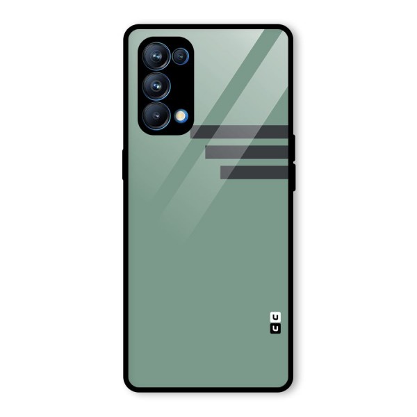 Solid Sports Stripe Glass Back Case for Oppo Reno5 Pro 5G