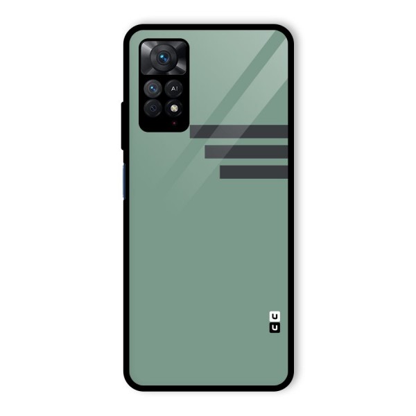Solid Sports Stripe Glass Back Case for Redmi Note 11 Pro