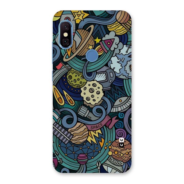 Space Pattern Blue Back Case for Redmi Note 6 Pro