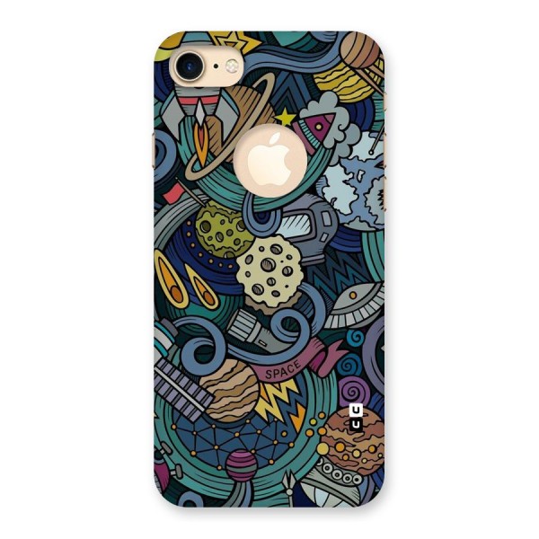 Space Pattern Blue Back Case for iPhone 7 Logo Cut