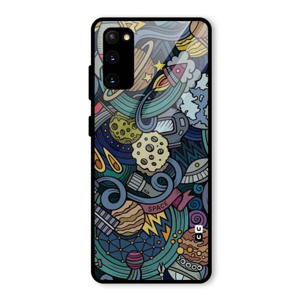 Space Pattern Blue Glass Back Case for Galaxy S20 FE 5G