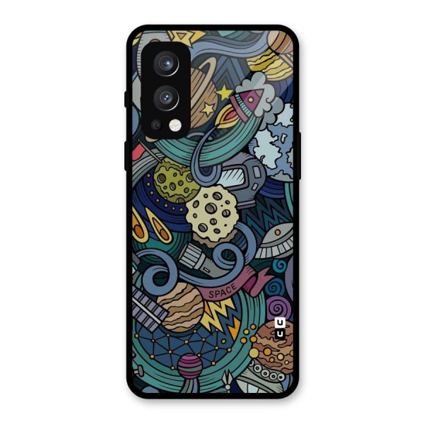 Space Pattern Blue Glass Back Case for OnePlus Nord 2 5G