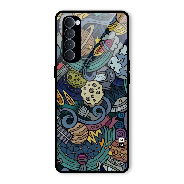 Space Pattern Blue Glass Back Case for Oppo Reno4 Pro