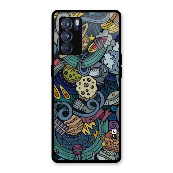 Space Pattern Blue Glass Back Case for Oppo Reno6 Pro 5G