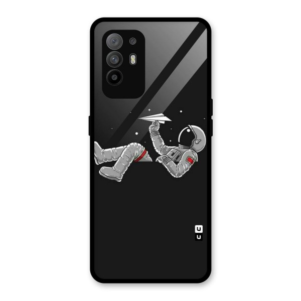 Spaceman Flying Glass Back Case for Oppo F19 Pro Plus 5G
