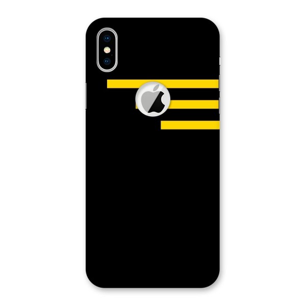 Sports Yellow Stripes Back Case for iPhone XS Logo Cut