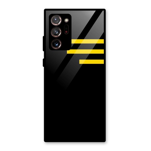 Sports Yellow Stripes Glass Back Case for Galaxy Note 20 Ultra