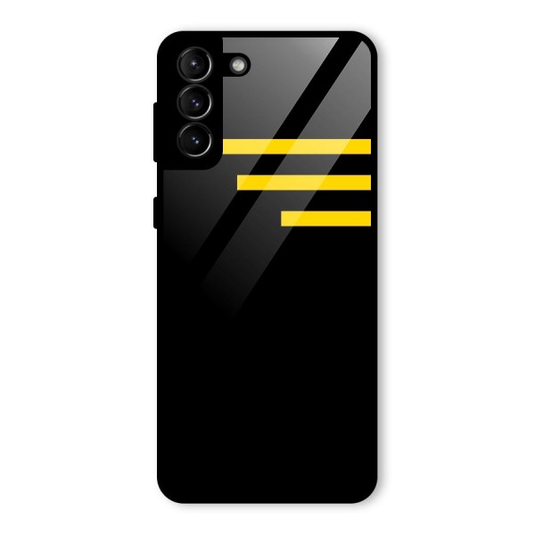 Sports Yellow Stripes Glass Back Case for Galaxy S21 Plus