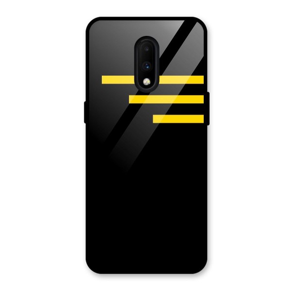 Sports Yellow Stripes Glass Back Case for OnePlus 7