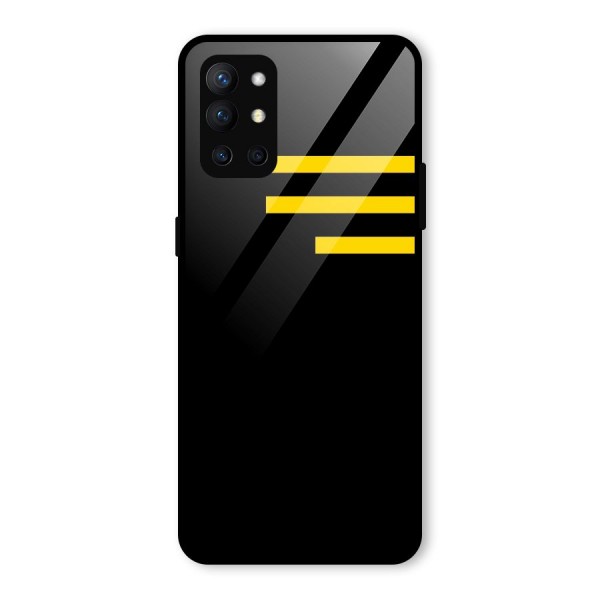 Sports Yellow Stripes Glass Back Case for OnePlus 9R