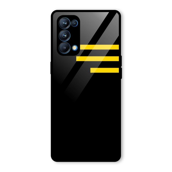 Sports Yellow Stripes Glass Back Case for Oppo Reno5 Pro 5G
