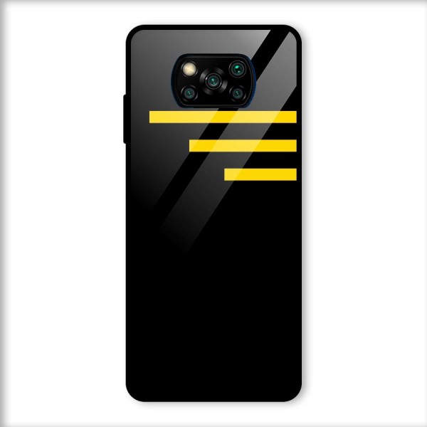 Sports Yellow Stripes Glass Back Case for Poco X3