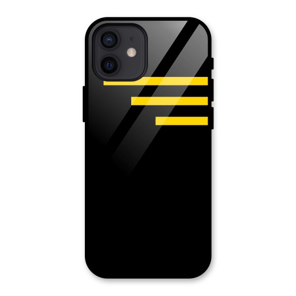 Sports Yellow Stripes Glass Back Case for iPhone 12