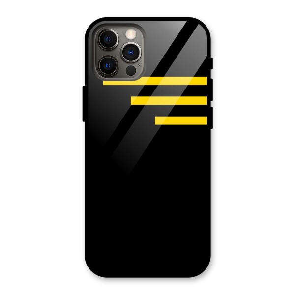 Sports Yellow Stripes Glass Back Case for iPhone 12 Pro