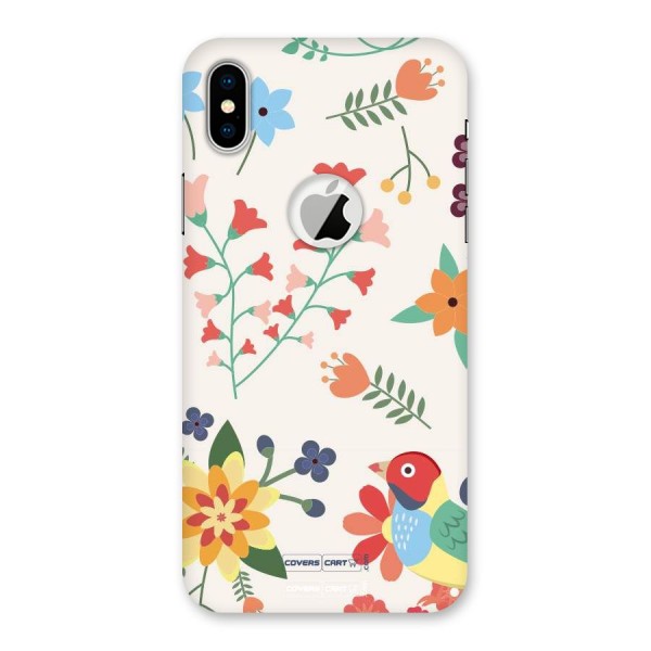Spring Flowers Back Case for iPhone X Logo Cut