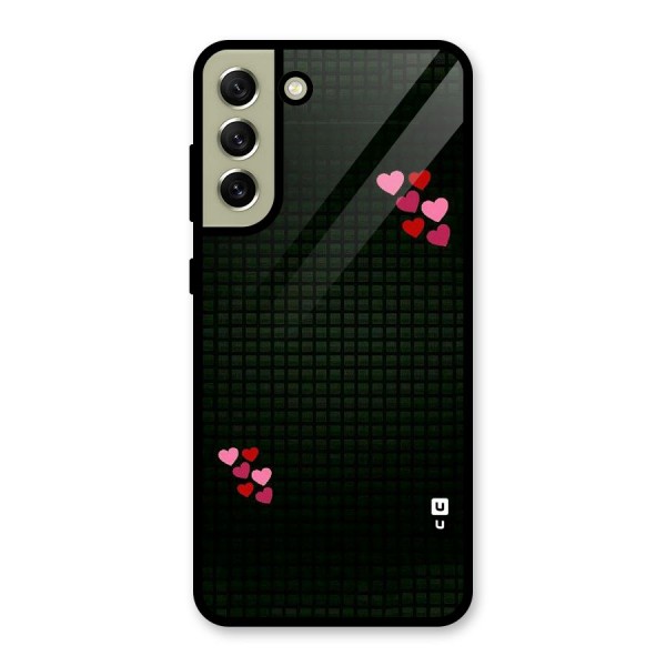 Square and Hearts Glass Back Case for Galaxy S21 FE 5G