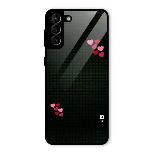 Square and Hearts Glass Back Case for Galaxy S21 Plus