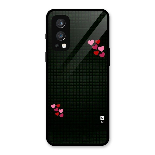 Square and Hearts Glass Back Case for OnePlus Nord 2 5G