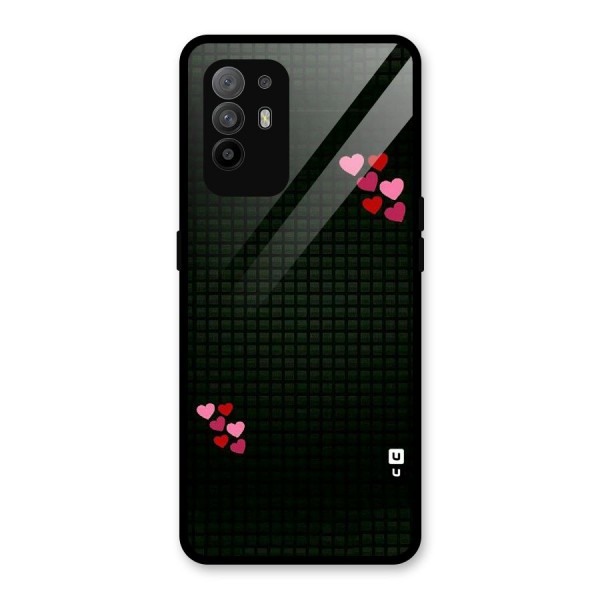Square and Hearts Glass Back Case for Oppo F19 Pro Plus 5G