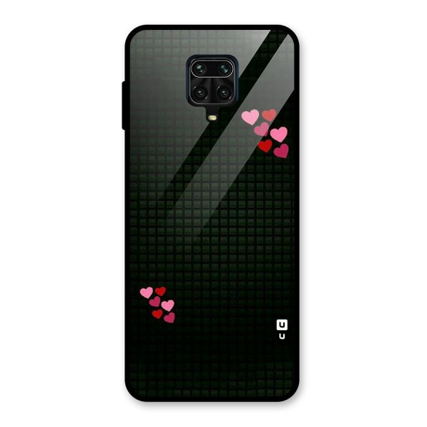 Square and Hearts Glass Back Case for Redmi Note 9 Pro