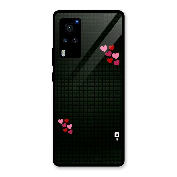 Square and Hearts Glass Back Case for Vivo X60 Pro