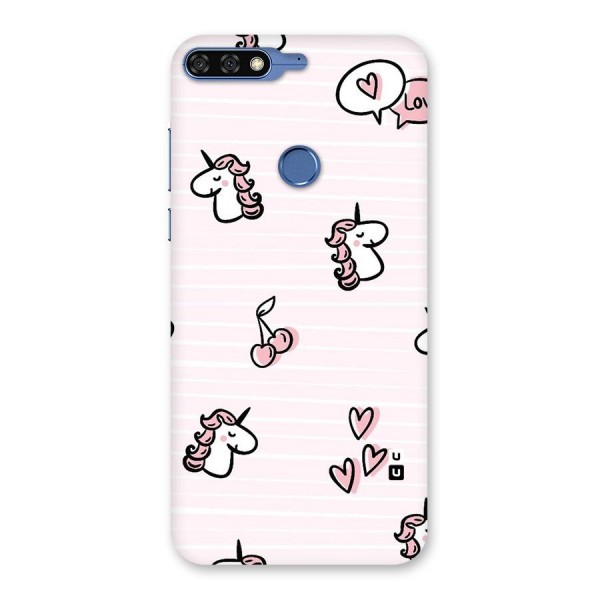 Strawberries And Unicorns Back Case for Honor 7C