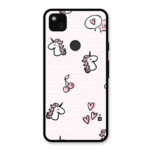 Strawberries And Unicorns Glass Back Case for Google Pixel 4a