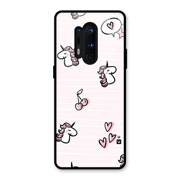 Strawberries And Unicorns Glass Back Case for OnePlus 8 Pro