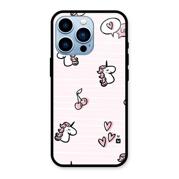 Strawberries And Unicorns Glass Back Case for iPhone 13 Pro