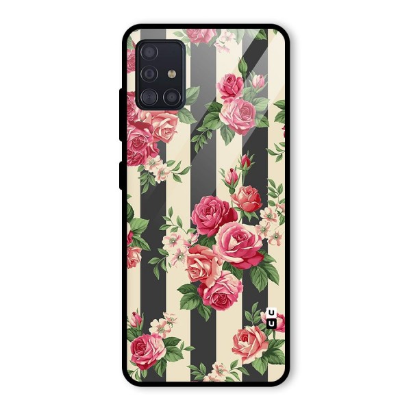 Stripes And Floral Glass Back Case for Galaxy A51