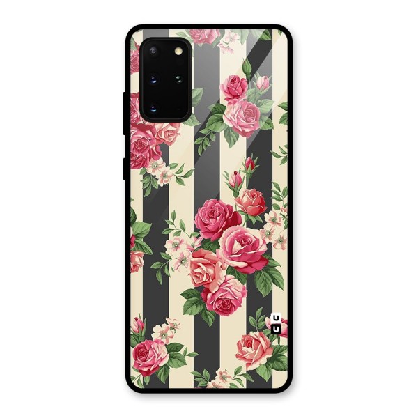 Stripes And Floral Glass Back Case for Galaxy S20 Plus