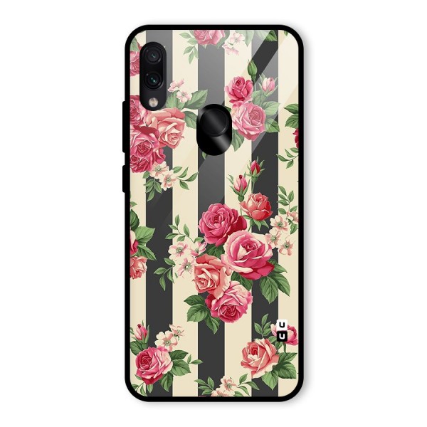 Stripes And Floral Glass Back Case for Redmi Note 7