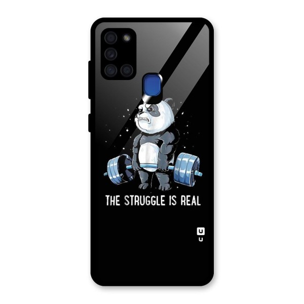 Struggle is Real Panda Glass Back Case for Galaxy A21s
